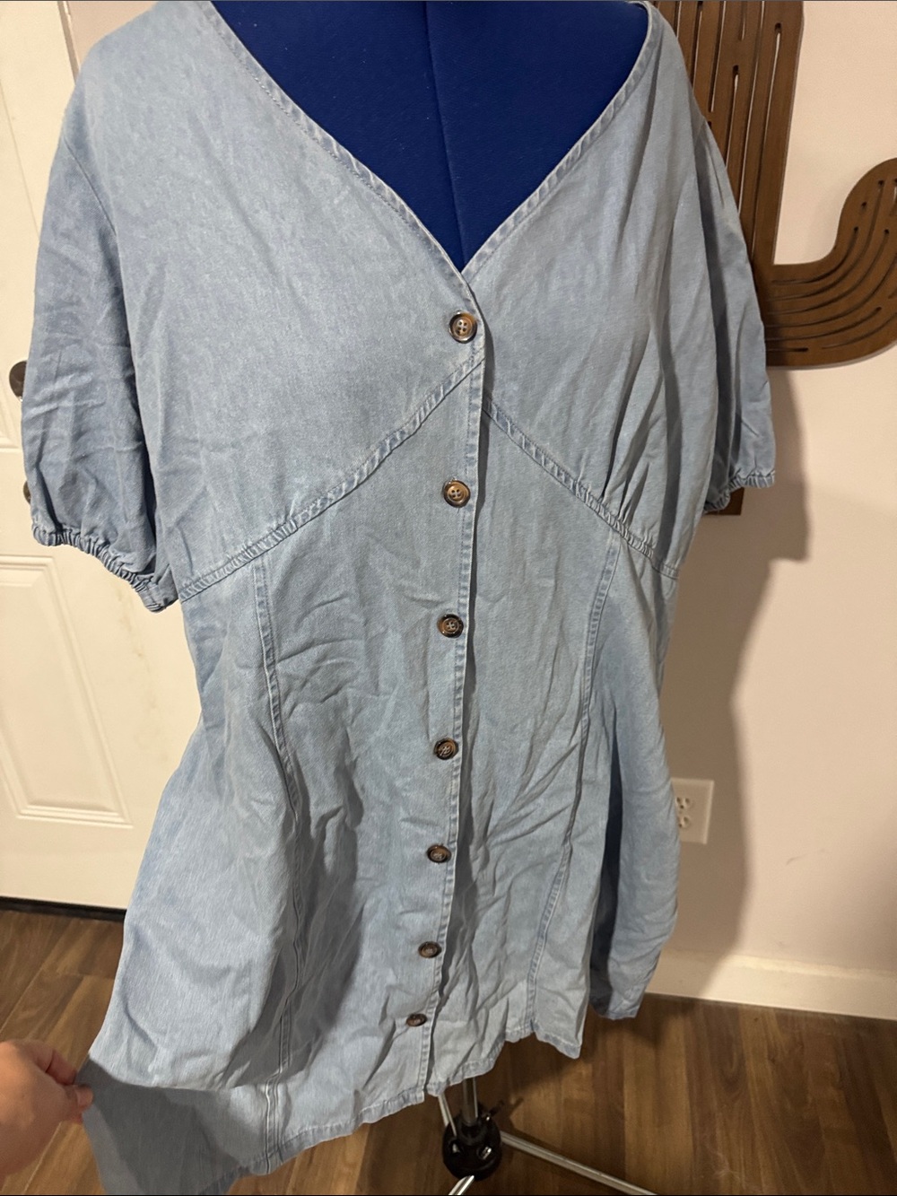 Boohoo Plus Light Blue Denim-Style Midi Dress